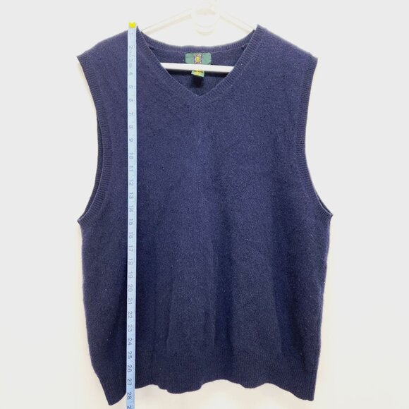 Club Room Sweater Ves Pure New Wool Sleeveless Lambswool Navy Blue Size L - Picture 5 of 6